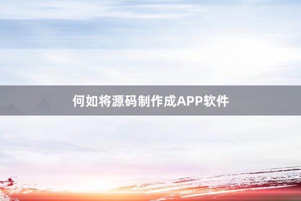 何如将源码制作成APP软件