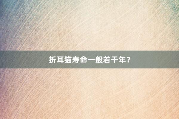 折耳猫寿命一般若干年？