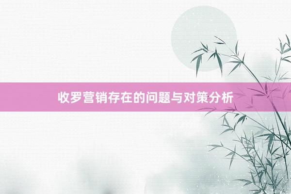 收罗营销存在的问题与对策分析